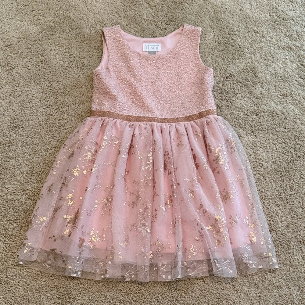 The Children's Place Pink Sparkle Dress. 5T. Hardly wore. Pink and gold